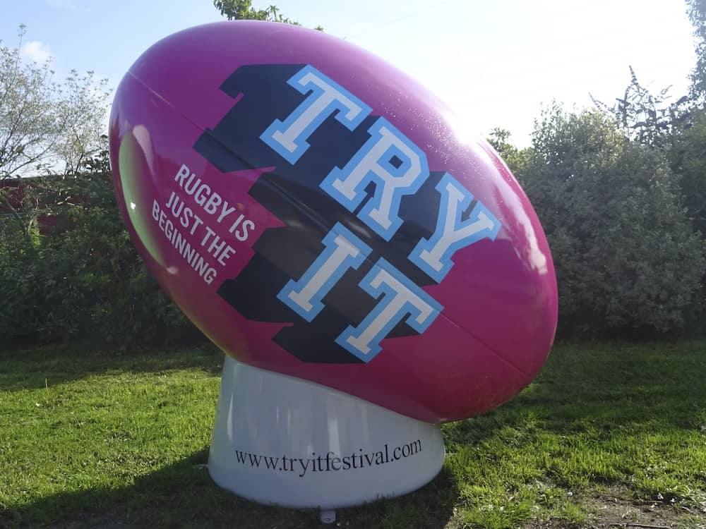 giant fibreglass rugby ball try it